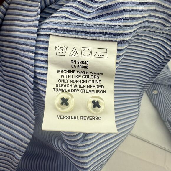 Tommy Hilfiger Mens Dress Shirt Regular Fit Blue Stripes 17 34/35 Business Work - Picture 5 of 5